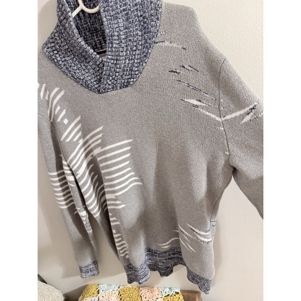 Sun + Stone Men's Native Shawl Neck Sweater Size XXL Pewter‎ Heather NWOT - Picture 2 of 7